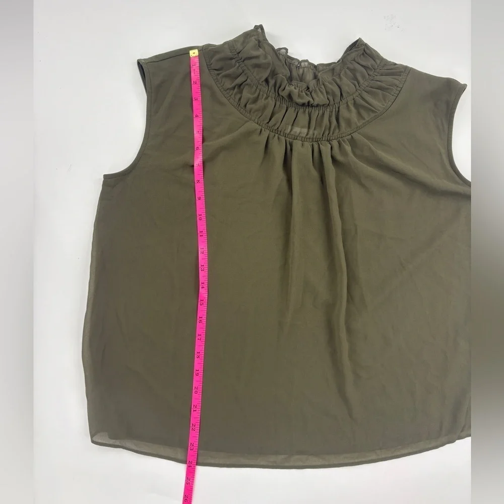 Calvin Klein Dark Green Ruffle Neck Blouse - Picture 5 of 6